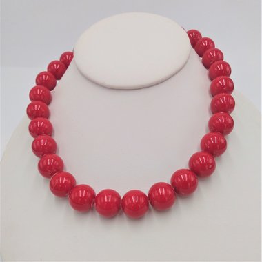 Sexy Vintage Candy Apple Red Gumball Size Beaded Choker Necklace