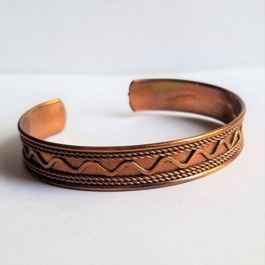 Vintage Southwestern Lightweight Solid Copper Open Cuff Bracelet
