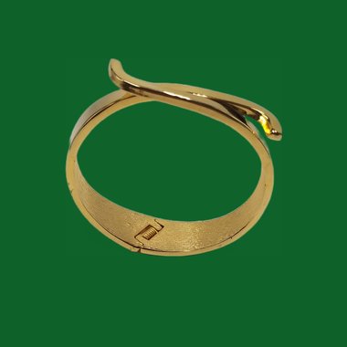 Shiny Vintage Gold Tone Criss Cross Clamper Cuff Bracelet,