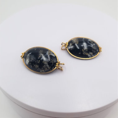 Sophisticated Vintage Hillcraft Gold Tone and Marbled Lucite Slide Clip Earrings