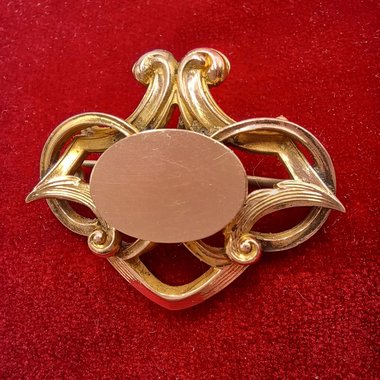 Antique Victorian G.L.P (George L Paine) Gold Plated Pendant/Brooch with a Vermeil Danecraft Square Snake Chain Necklace