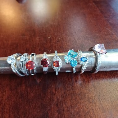 Seven Silver Tone Gemstone Fashion Rings, Rings Lot, Great Price, Free Shipping