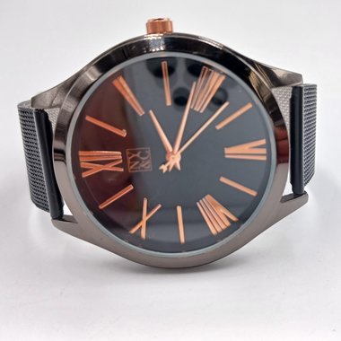 NY & Co Black with Rose Gold Details Quartz Fashion Wrist watch-New Battery