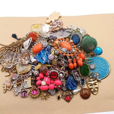 HUGE Assemblage Bits and Pieces Lot- ONLY the Good Stuff, 100% Crafting Lot- Almost 2lbs!