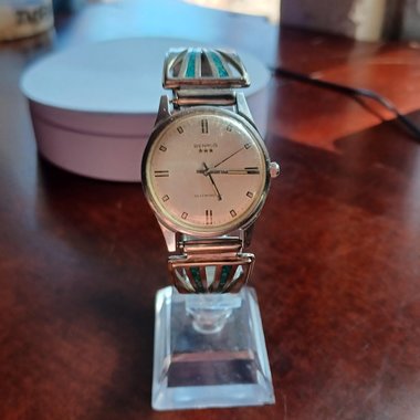 Vintage Benrus Three Stars Self Winding  Southwestern Band Mens Watch- Runs Fast, Read Description