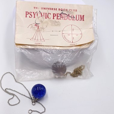 Psychic Pendulum -Vintage in Package Glass on Chain Pendulum Plus  an Extra Cobalt