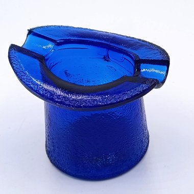 Vintage Cobalt Blue Glass Lowell Hand Cream Deodorant Blue Gem Cream Top Hat Ashtray