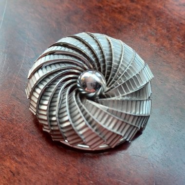 Kramer of New York Silver Tone Round Spiral Brooch