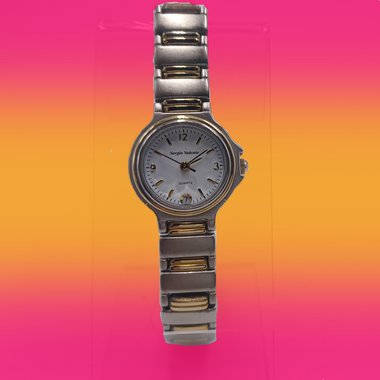 Vintage Sergio Valente Ladies Metal Link Bracelet Quartz Wrist Watch