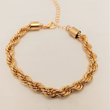 Shiny Vintage Chunky Gold Tone Rope Chain Bracelet for Women