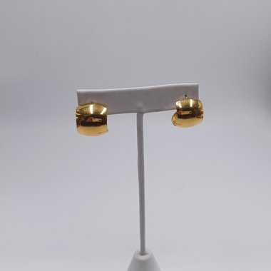 Vintage MONET Chunky and Wide Gold Tone Hoop Pierced Earrings