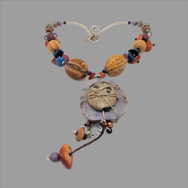 Colorful Vintage Chico's Chunky Bohemian Beaded Pendant Statement Necklace