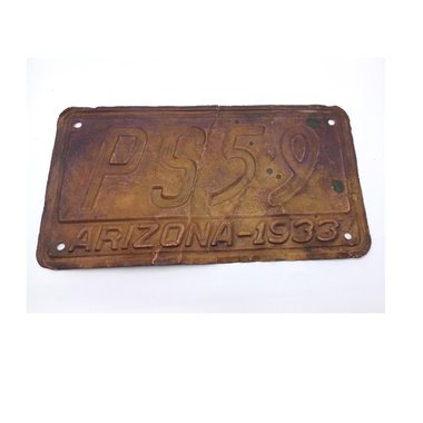 Vintage Arizona 1933 Copper Licence Plate, Collectible, Man Cave Item, Gift for Him, Garage Decor