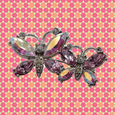 Pretty Pink AVON Dual Butterflies  Pink AB Rhinestones Brooch, Gift for Friend, Spring Time