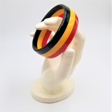 Vintage Genuine Bakelite Laminate "Red White and Blue" Bangle Bracelet