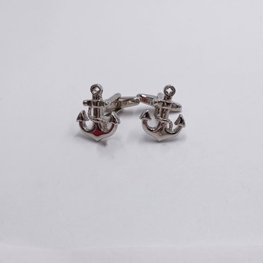Silver Tone Anchor Cufflinks