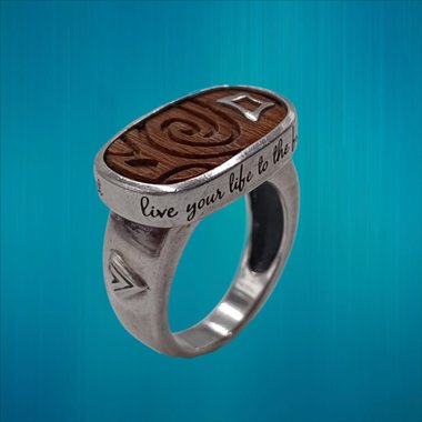 Vintage Silpada "Live Your Life" 925 Sterling Silver and Wood Ring, Size 8