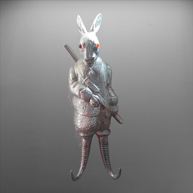 Arthur Court 1978 Aluminum Casting Hunting Rabbit Coat/Hat Hooks, Vintage Wall Decor, Functional Art