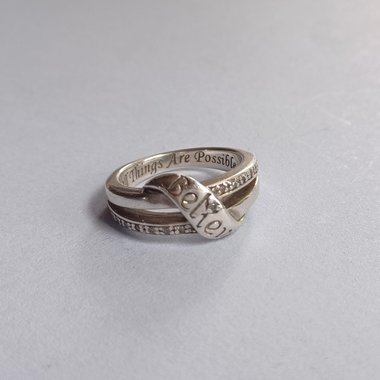 Bradford Gold Exchange Sterling Silver  "Believe All Things are Possible" Crossover Ladies Ring, Size 5.5, Christian Ring