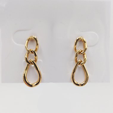 MONET Gold Tone Twisted Link Dangle Earrings, with original signed pushbacks