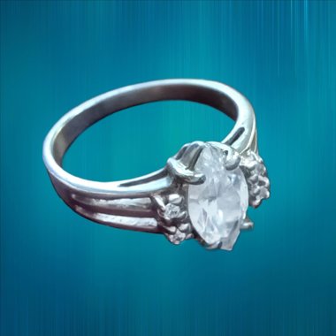 Sterling Silver Cubic Zirconia Solitaire Ring, Size 6