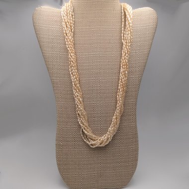 Vintage Multi-strand Faux Rice Pearls Mid Century Beaded Torsade Necklace, 4 Necklaces in 1